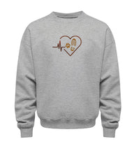 Herzschlag Hund Wandern Pullover in Grau-Melange (Heather Grey) – Produktbild (350 g/m² Bio-Baumwolle) von Rad&Rucksack