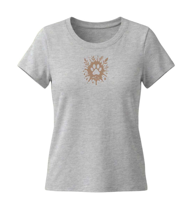 Hund Pfote | Damen Premium Organic T-Shirt (Fitted) in Heather Grey von Rad&Rucksack