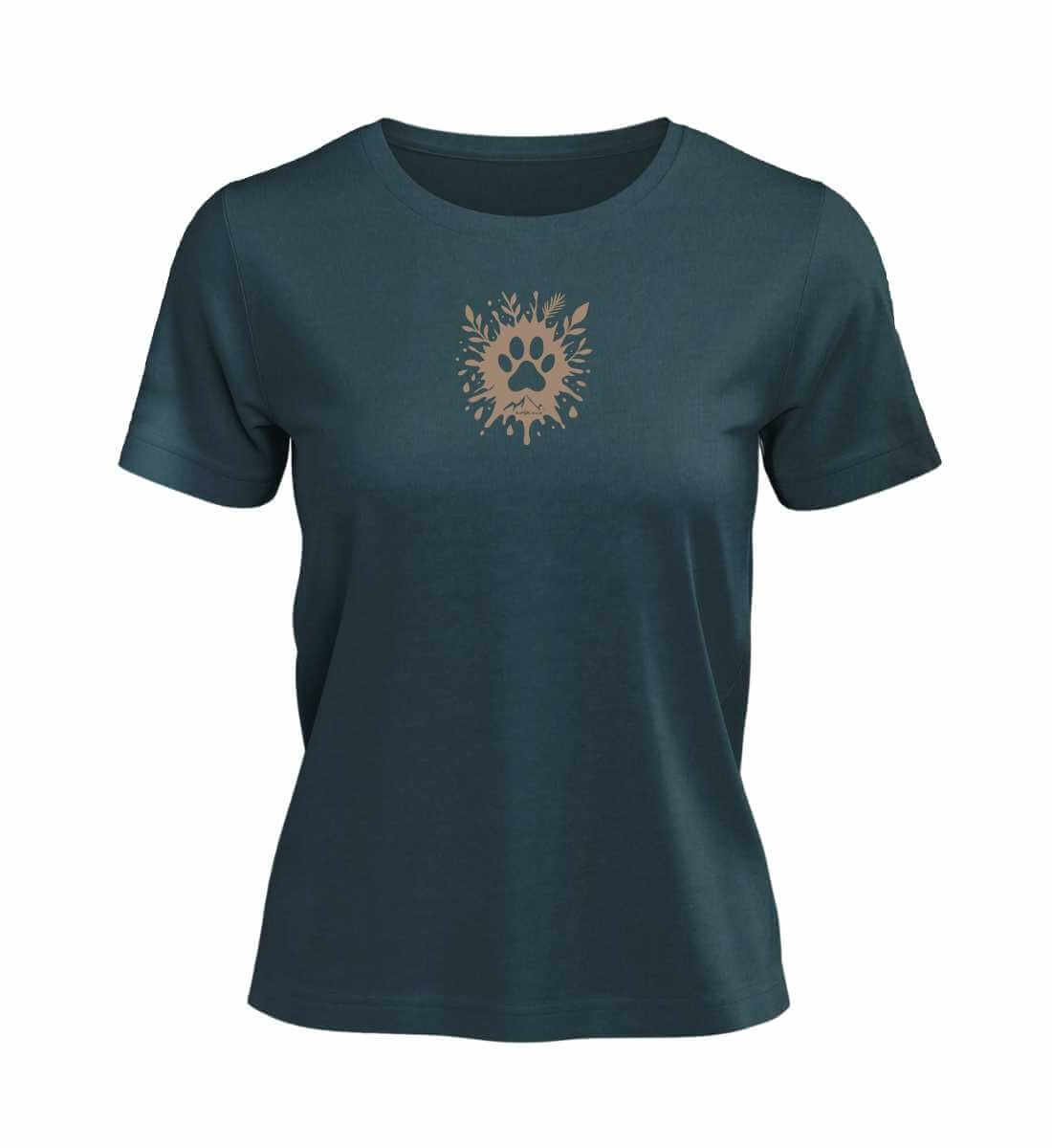 Hund Pfote T-Shirt Damen Blaugrün (Stargazer) – Produktbild (100% Bio-Baumwolle) von Rad&Rucksack