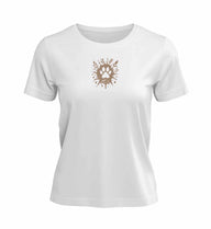 Hundeshirt Baumwolle Damen „Hund Pfote“ in Weiß (White) – Produktbild (100% Bio-Baumwolle) von Rad&Rucksack