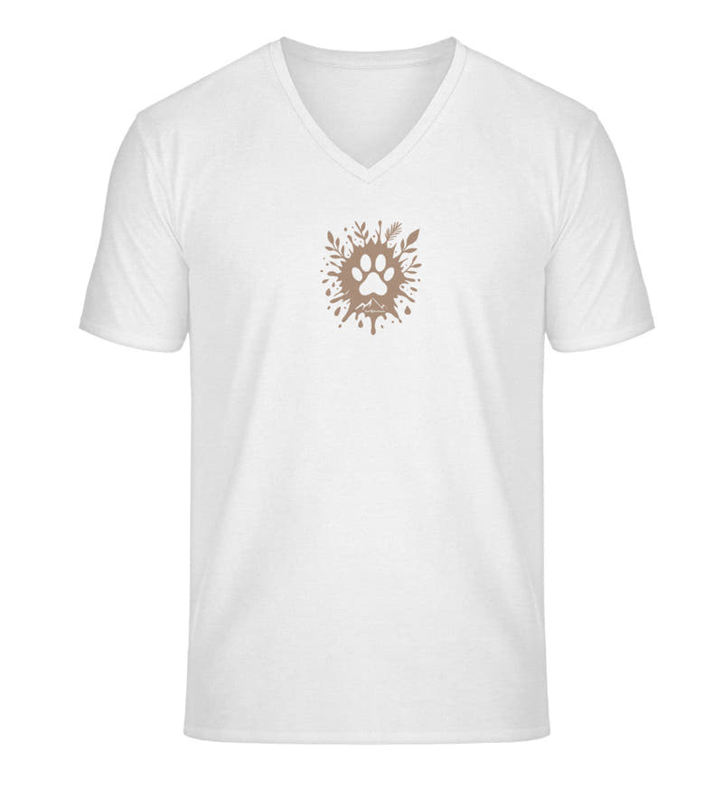 Hund Pfote | Herren V-Neck Premium Organic T-Shirt in White von Rad&Rucksack