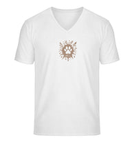 Hund Pfote V-Neck T-Shirt Herren in Weiß (White) – Produktbild (100% Bio-Baumwolle) von Rad&Rucksack