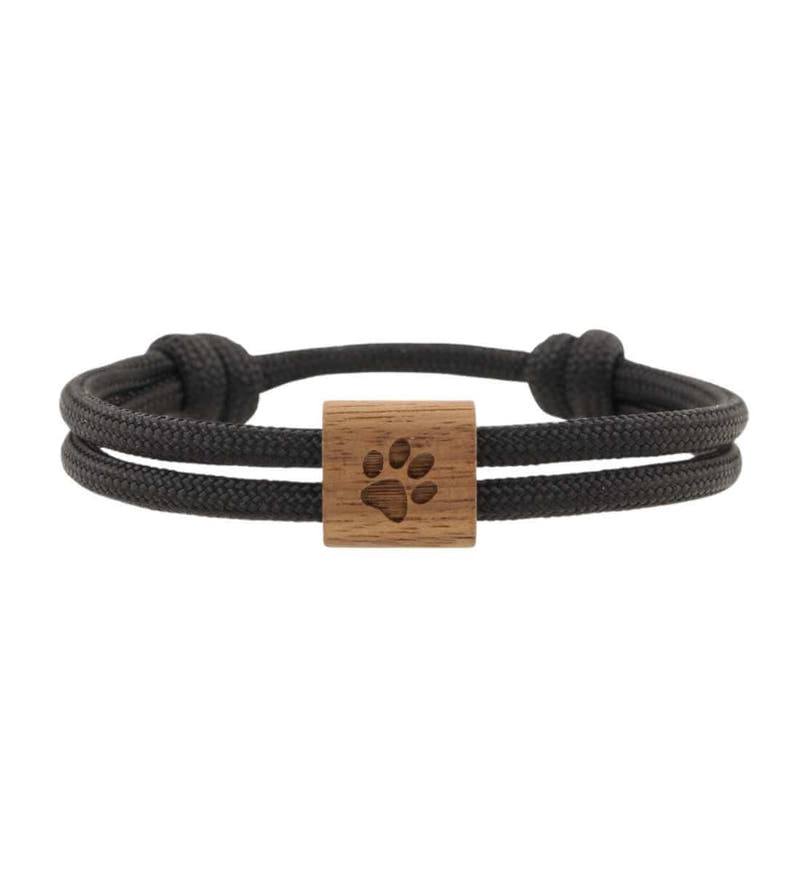 Hund Pfote | Nussholz Paracord Armband in Panther Black von Rad&Rucksack