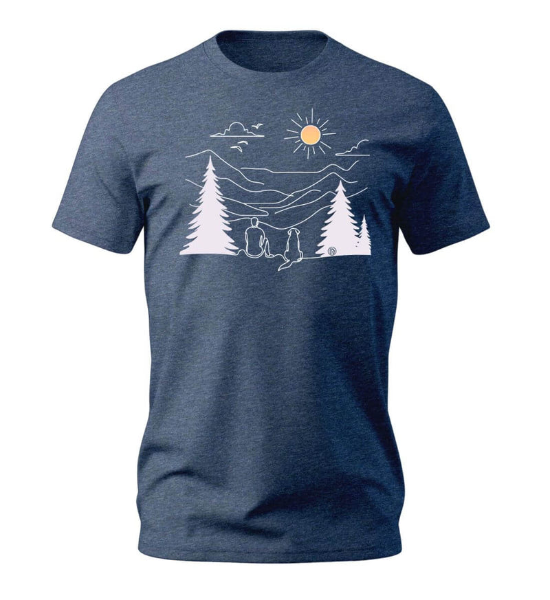 Hundepapa T-Shirt Herren in Dunkelblau-Melange (Dark Heather Blue) – Produktbild (100% Bio-Baumwolle) von Rad&Rucksack
