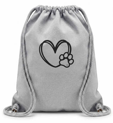 Hundverliebt Baumwoll-Gymsac in Grau-Melange (Heather Grey) – Produktbild (100% Baumwolle, 12 L) von Rad&Rucksack