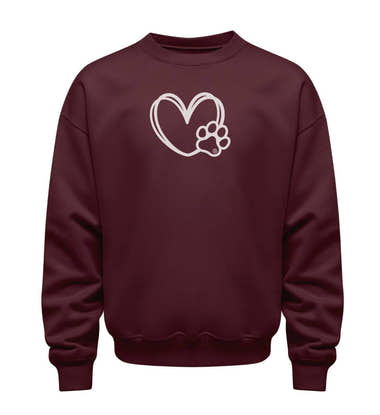 Hundverliebt Sweatshirt in Weinrot (Burgundy) – Produktbild (350 g/m² Bio-Baumwolle) von Rad&Rucksack