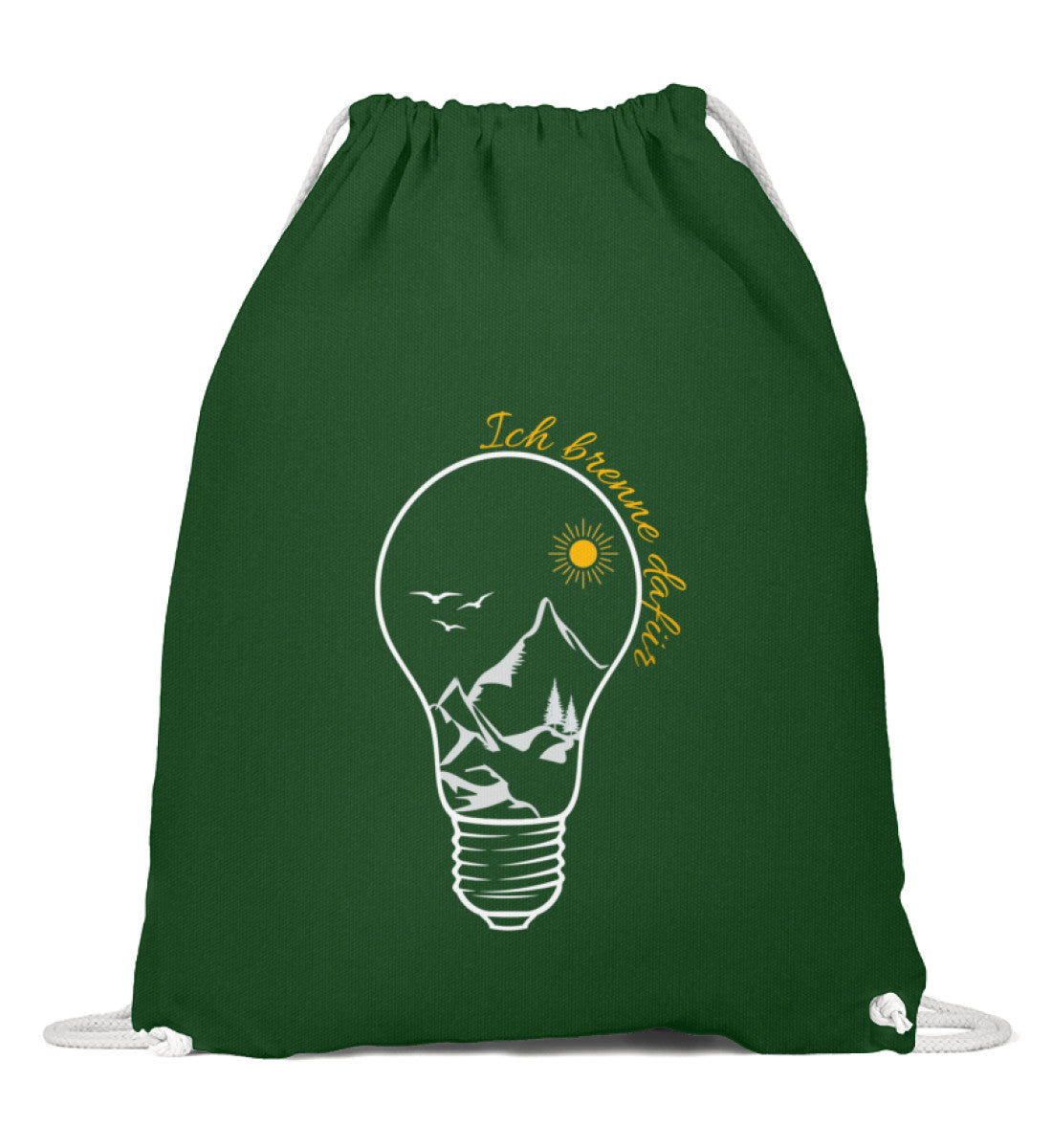 Ich brenne dafür | Baumwoll Gymsac in Dunkelgrün von Rad&Rucksack