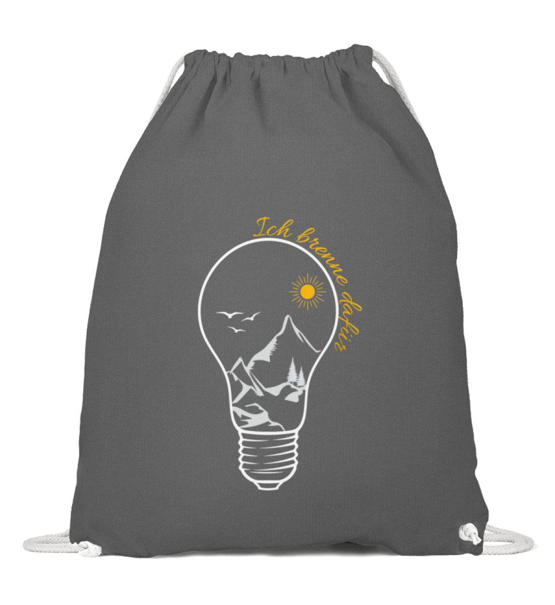 Ich brenne dafür | Baumwoll Gymsac in Grafit Grau von Rad&Rucksack