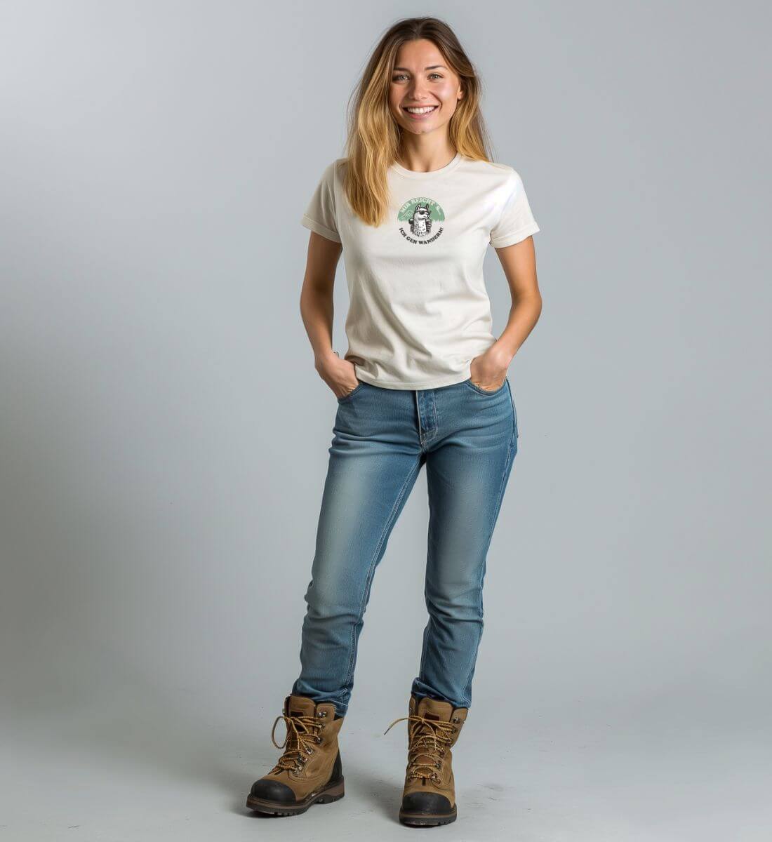 Ich geh wandern | Damen Premium Organic T-Shirt von Rad&Rucksack - am Model präsentiert