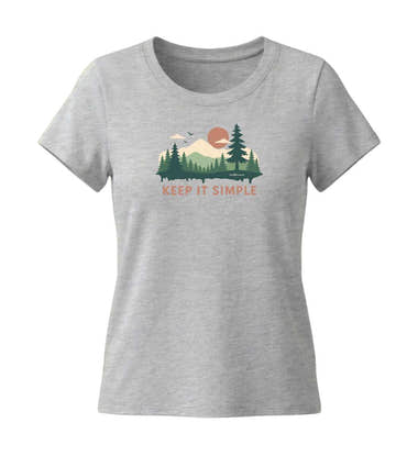 Keep It Simple T-Shirt Damen Grau-Melange (Heather Grey) – Produktbild (155 g/m² Bio-Baumwolle, tailliert) von Rad&Rucksack