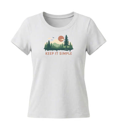 Keep It Simple Bio T-Shirt Damen Tailliert in Weiß (White) – Produktbild (155 g/m² Bio-Baumwolle, tailliert) von Rad&Rucksack