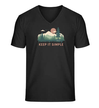 Outdoor V-Neck T-Shirt Keep It Simple Herren in Schwarz (Black) – Produktbild (100% Bio-Baumwolle) von Rad&Rucksack