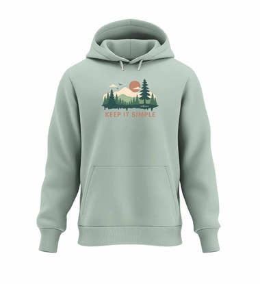 Keep It Simple Kapuzenpullover in Salbeigrün (Aloe) – Produktbild (350 g/m² Bio-Baumwolle) von Rad&Rucksack