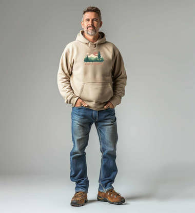 Keep It Simple Bio Hoodie – Modelbild (350 g/m² Bio-Baumwolle) von Rad&Rucksack