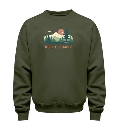 Keep It Simple Sweatshirt in Olivgrün (Khaki) – Produktbild (350 g/m² Bio-Baumwolle) von Rad&Rucksack