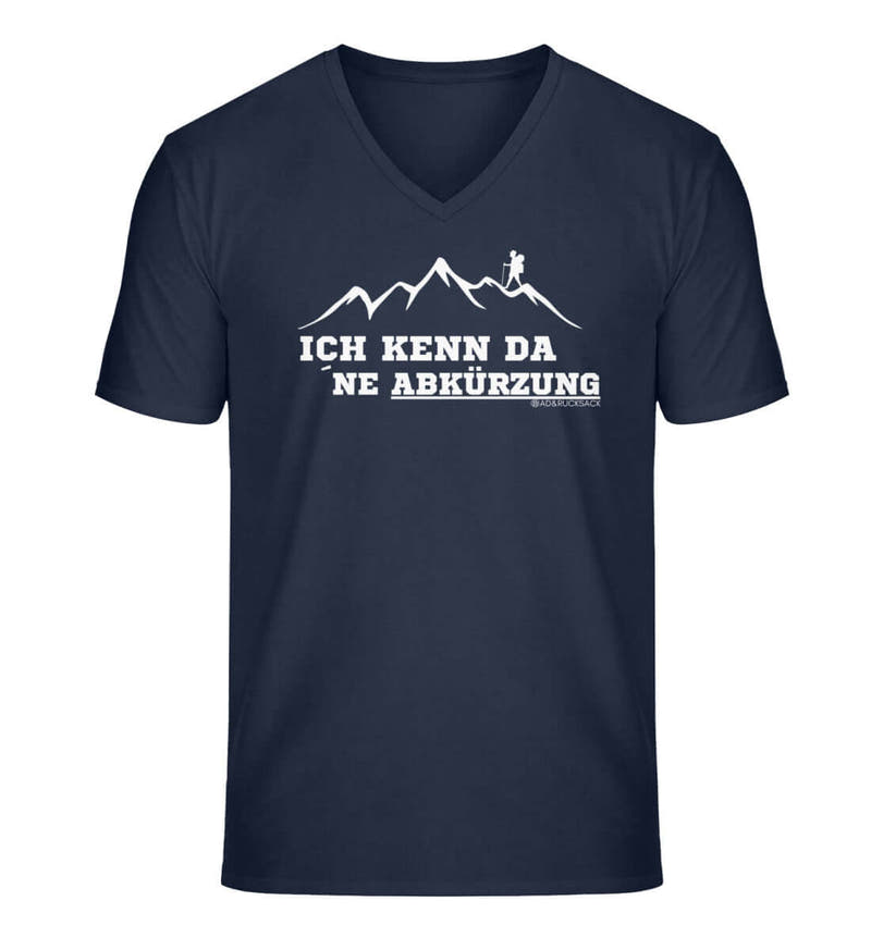 Kenn da ne Abkürzung | Herren V-Neck Premium Organic T-Shirt in French Navy von Rad&Rucksack
