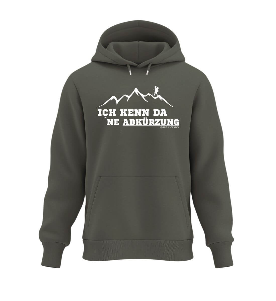 Kenn da ne Abkürzung | Unisex Organic Hoodie in Khaki von Rad&Rucksack