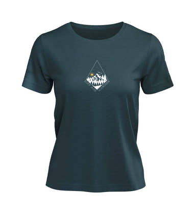 Outdoor T-Shirt Kopf aus Damen in Blaugrün (Stargazer) – Produktbild (100% Bio-Baumwolle) von Rad&Rucksack