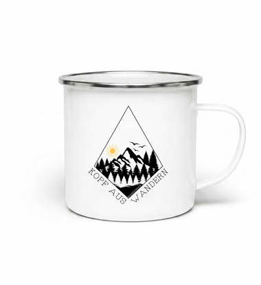 Kopf aus Emaille Tasse – Lifestyle-Aufnahme (130 g ultraleicht) von Rad&Rucksack