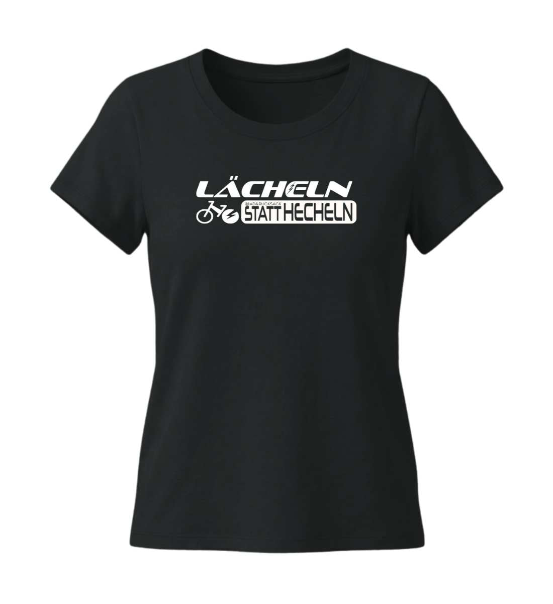 Lächeln statt hecheln | Damen Premium Organic T-Shirt (Fitted) in Black von Rad&Rucksack