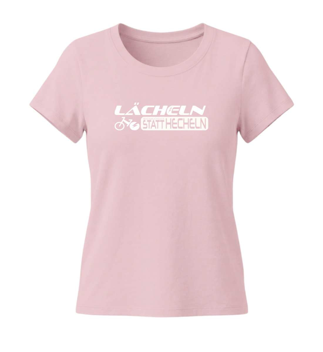 Lächeln statt hecheln | Damen Premium Organic T-Shirt (Fitted) in Cotton Pink von Rad&Rucksack