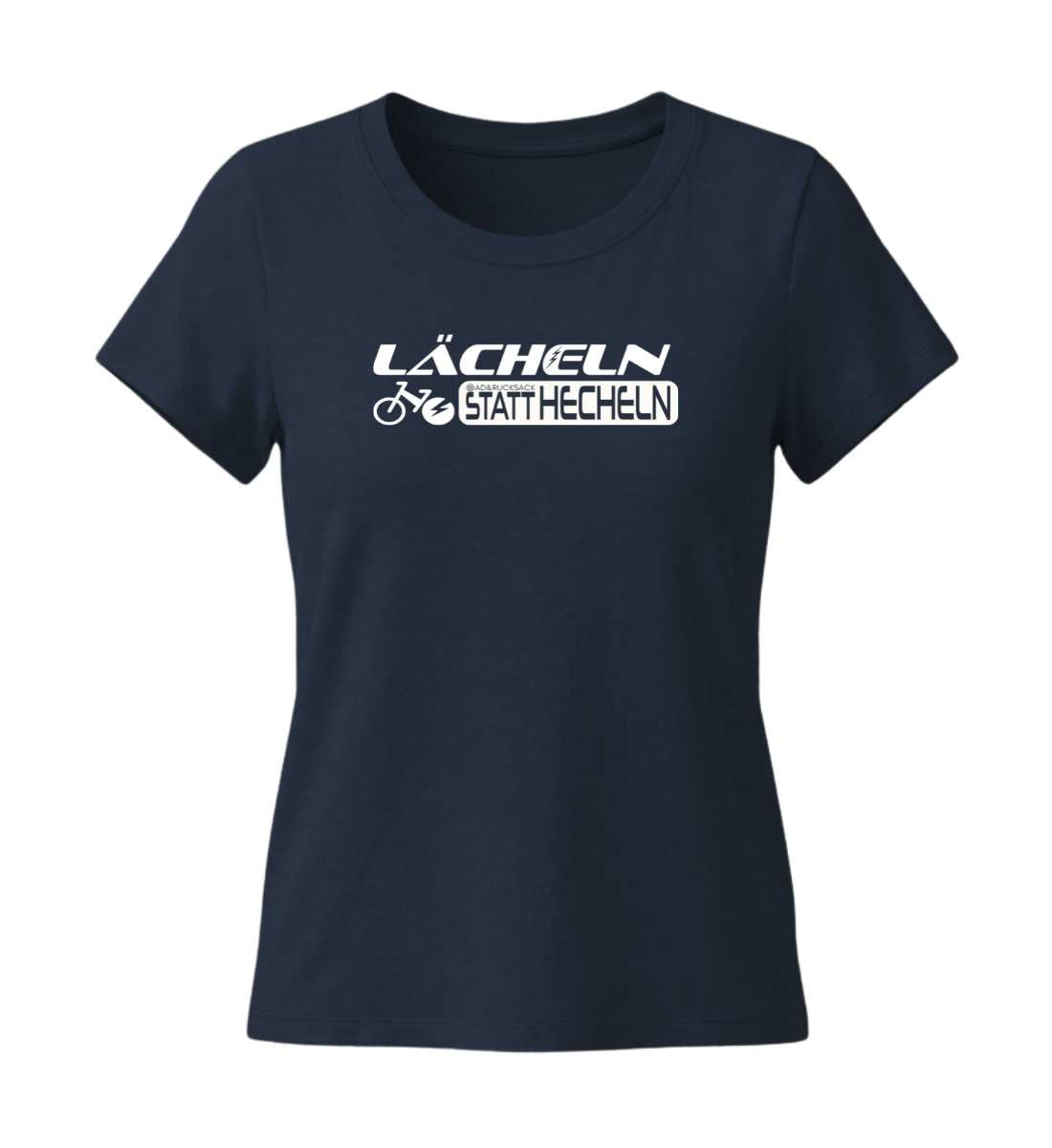 Lächeln statt hecheln | Damen Premium Organic T-Shirt (Fitted) in French Navy von Rad&Rucksack