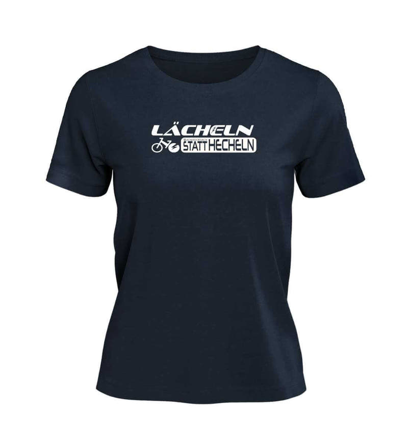Lächeln statt hecheln | Damen Premium Organic T-Shirt in French Navy von Rad&Rucksack