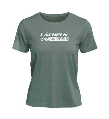 Lächeln Statt Hecheln T-Shirt Damen Meeresgrün (Green Bay) – Produktbild (100% Bio-Baumwolle) von Rad&Rucksack