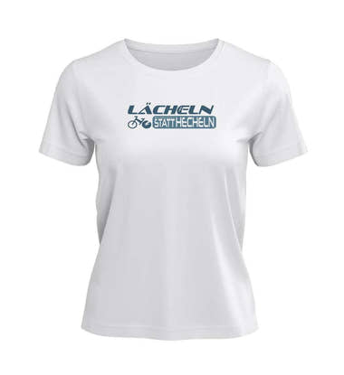 Outdoor T-Shirt Lächeln Statt Hecheln Damen in Weiß (White) – Produktbild (100% Bio-Baumwolle) von Rad&Rucksack