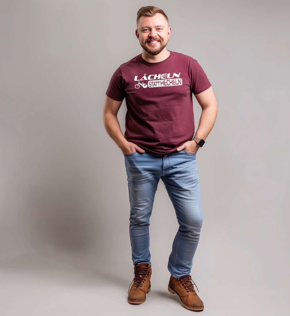 Lächeln statt hecheln | Herren Premium Organic T-Shirt von Rad&Rucksack - weitere Modelansicht 2