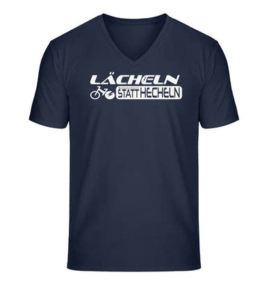 Lächeln Statt Hecheln T-Shirt Herren Dunkelblau (French Navy) – Produktbild (100% Bio-Baumwolle) von Rad&Rucksack