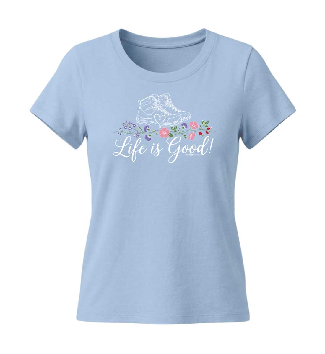 Life is Good | Damen Premium Organic T-Shirt (Fitted) in Blue Soul von Rad&Rucksack