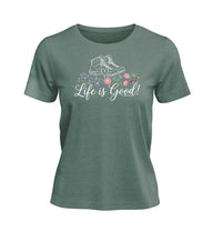 Life Is Good T-Shirt Damen in Meeresgrün (Green Bay) – Produktbild (100% Bio-Baumwolle) von Rad&Rucksack