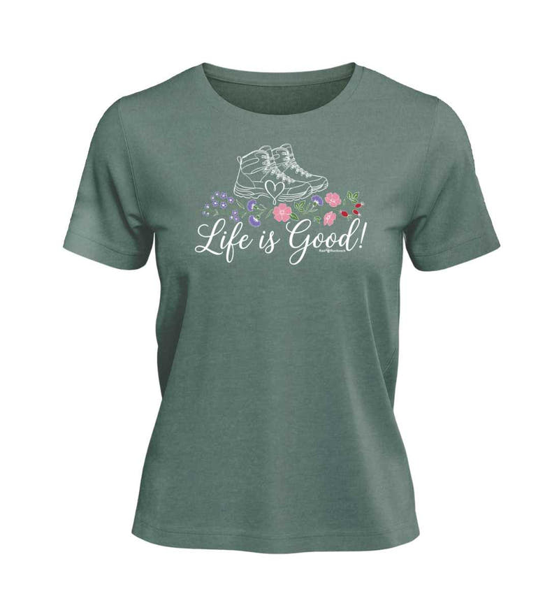Life is Good | Damen Premium Organic T-Shirt in Green Bay von Rad&Rucksack