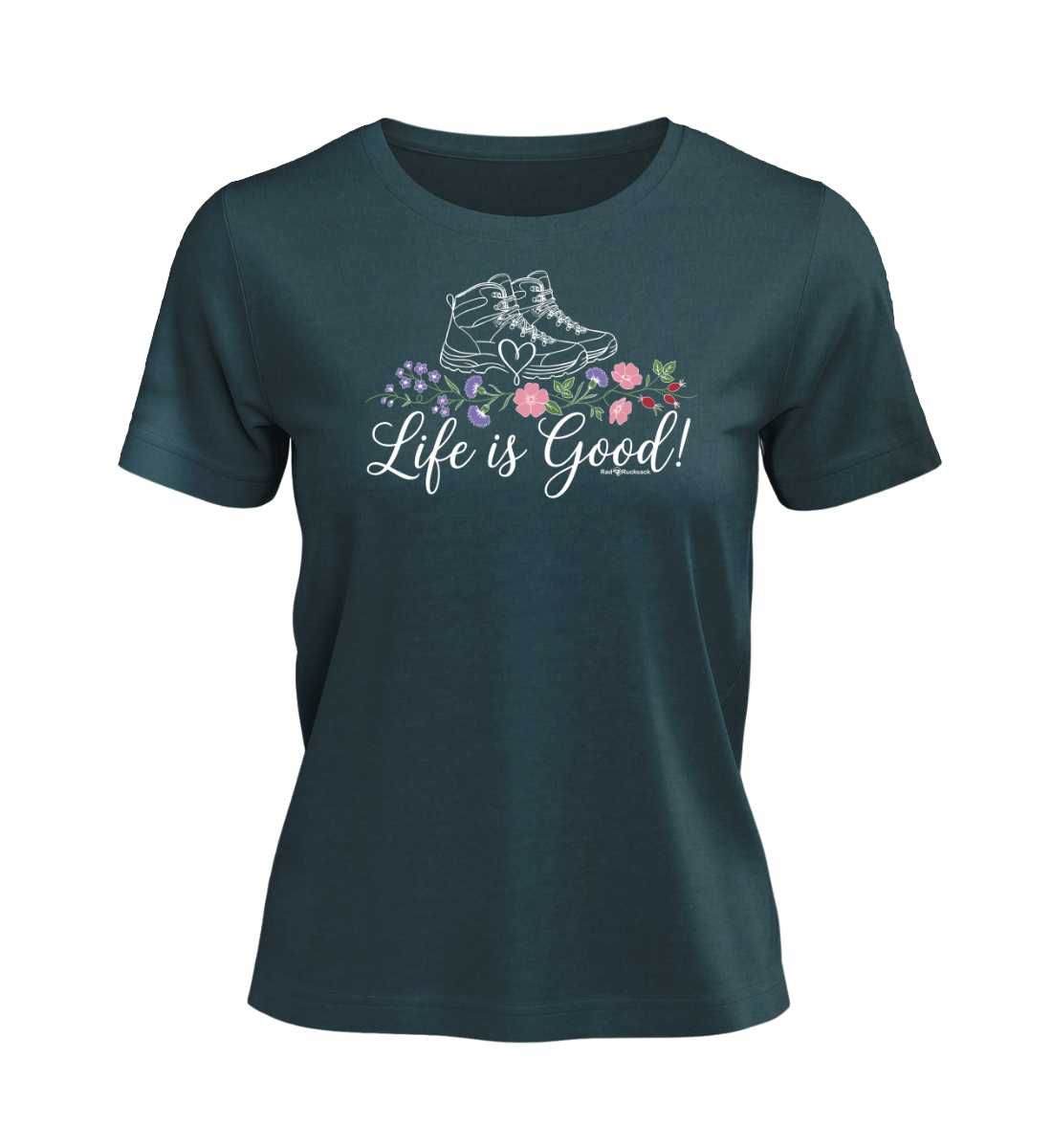 Life is Good | Damen Premium Organic T-Shirt in Stargazer von Rad&Rucksack