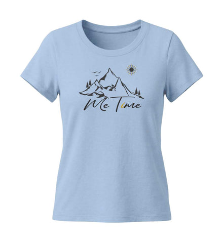 Geschenk Wanderin Me Time Tailliert in Mittelblau (Blue Soul) – Produktbild (155 g/m² Bio-Baumwolle, tailliert) von Rad&Rucksack