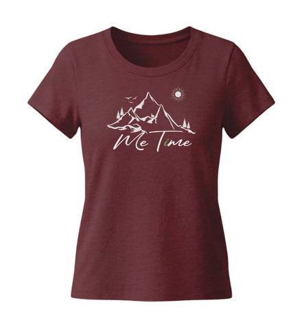 Me Time T-Shirt Damen Weinrot (Burgundy) – Produktbild (155 g/m² Bio-Baumwolle, tailliert) von Rad&Rucksack