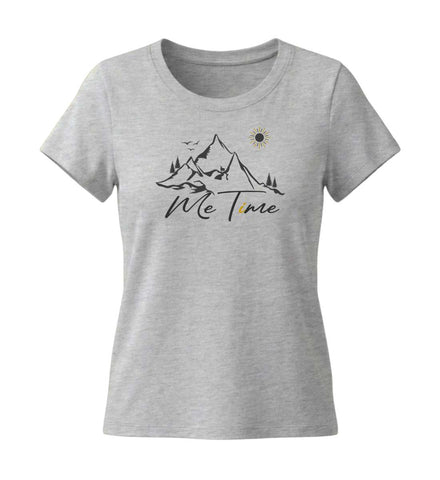 Me Time T-Shirt Damen Grau-Melange (Heather Grey) – Produktbild (155 g/m² Bio-Baumwolle, tailliert) von Rad&Rucksack