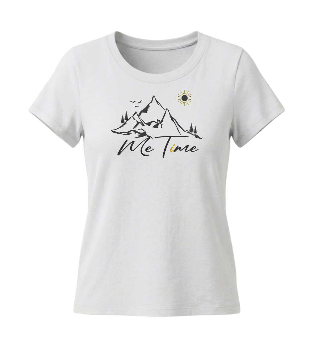 Me Time Bio T-Shirt Damen Tailliert in Weiß (White) – Produktbild (155 g/m² Bio-Baumwolle, tailliert) von Rad&Rucksack