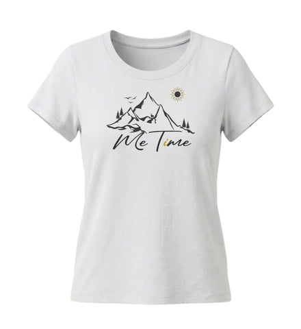 Me Time Bio T-Shirt Damen Tailliert in Weiß (White) – Produktbild (155 g/m² Bio-Baumwolle, tailliert) von Rad&Rucksack