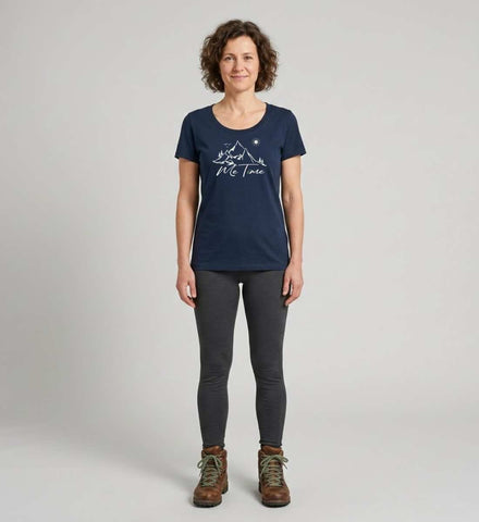 Me Time T-Shirt Damen – Modelbild (155 g/m² Bio-Baumwolle, tailliert) von Rad&Rucksack
