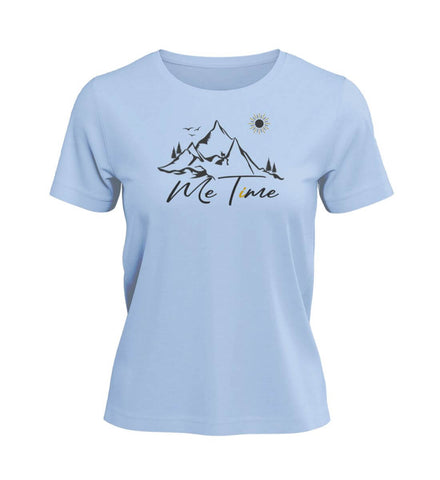 Me Time T-Shirt Damen in Mittelblau (Blue Soul) – Produktbild (100% Bio-Baumwolle) von Rad&Rucksack