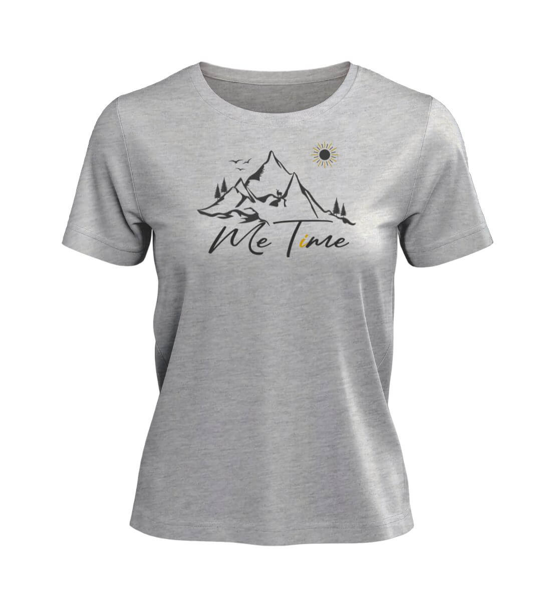 Me Time T-Shirt Damen Grau-Melange (Heather Grey) – Produktbild (100% Bio-Baumwolle) von Rad&Rucksack