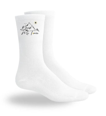 Me Time Sportsocken in Weiß (White) – Motiv- & Print-Ansicht (atmungsaktives Mesh-Fußbett) von Rad&Rucksack