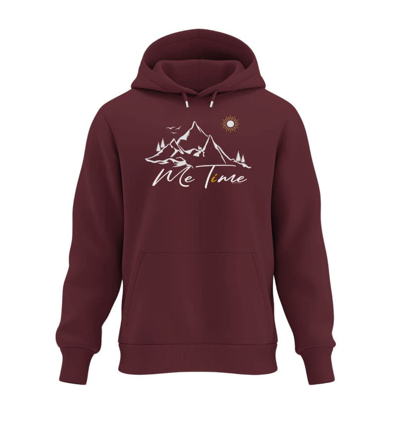 Me Time | Unisex Organic Hoodie in Burgundy von Rad&Rucksack