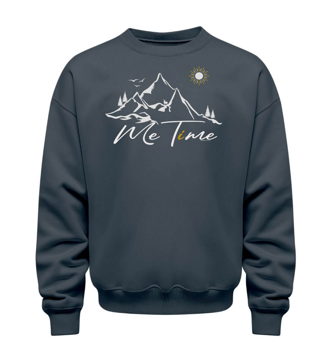 Me Time Sweatshirt in Blaugrau (India Ink Grey) – Produktbild (350 g/m² Bio-Baumwolle) von Rad&Rucksack