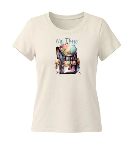 Me Time Wandern T-Shirt Damen Naturweiß (Natural Raw) – Produktbild (155 g/m² Bio-Baumwolle, tailliert) von Rad&Rucksack