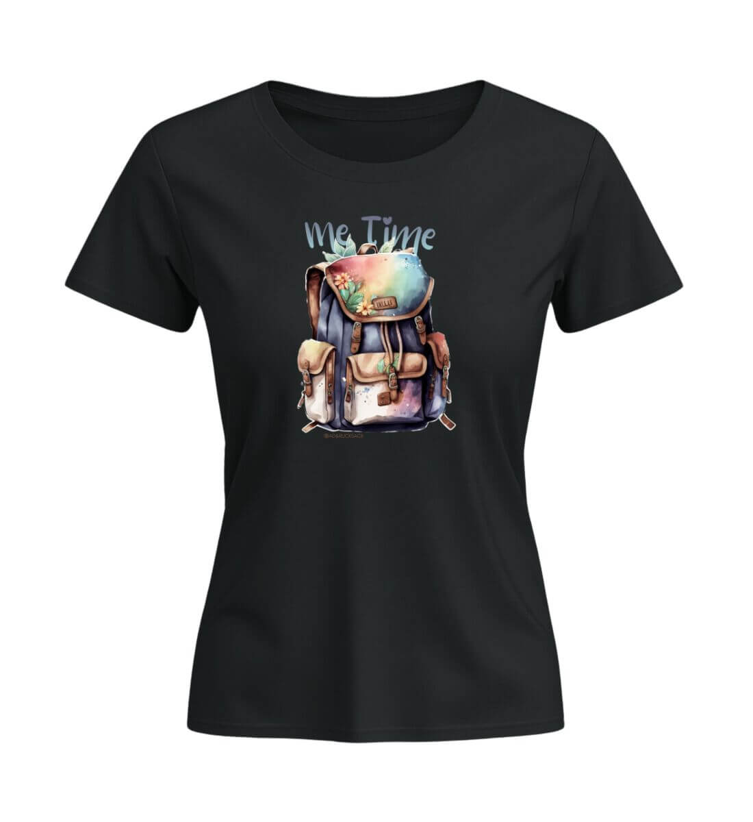 Me Time Wandern | Damen Premium Organic T-Shirt (Fitted) in Schwarz von Rad&Rucksack