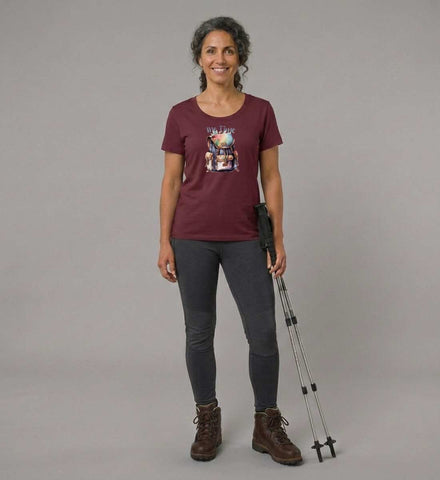Me Time Wandern T-Shirt Damen – Modelbild (155 g/m² Bio-Baumwolle, tailliert) von Rad&Rucksack