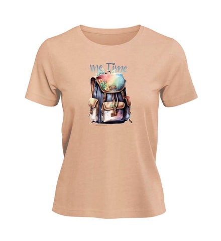 Me Time Wandern T-Shirt Damen Pfirsich-Rosa (Fraiche Peche) – Produktbild (100% Bio-Baumwolle) von Rad&Rucksack